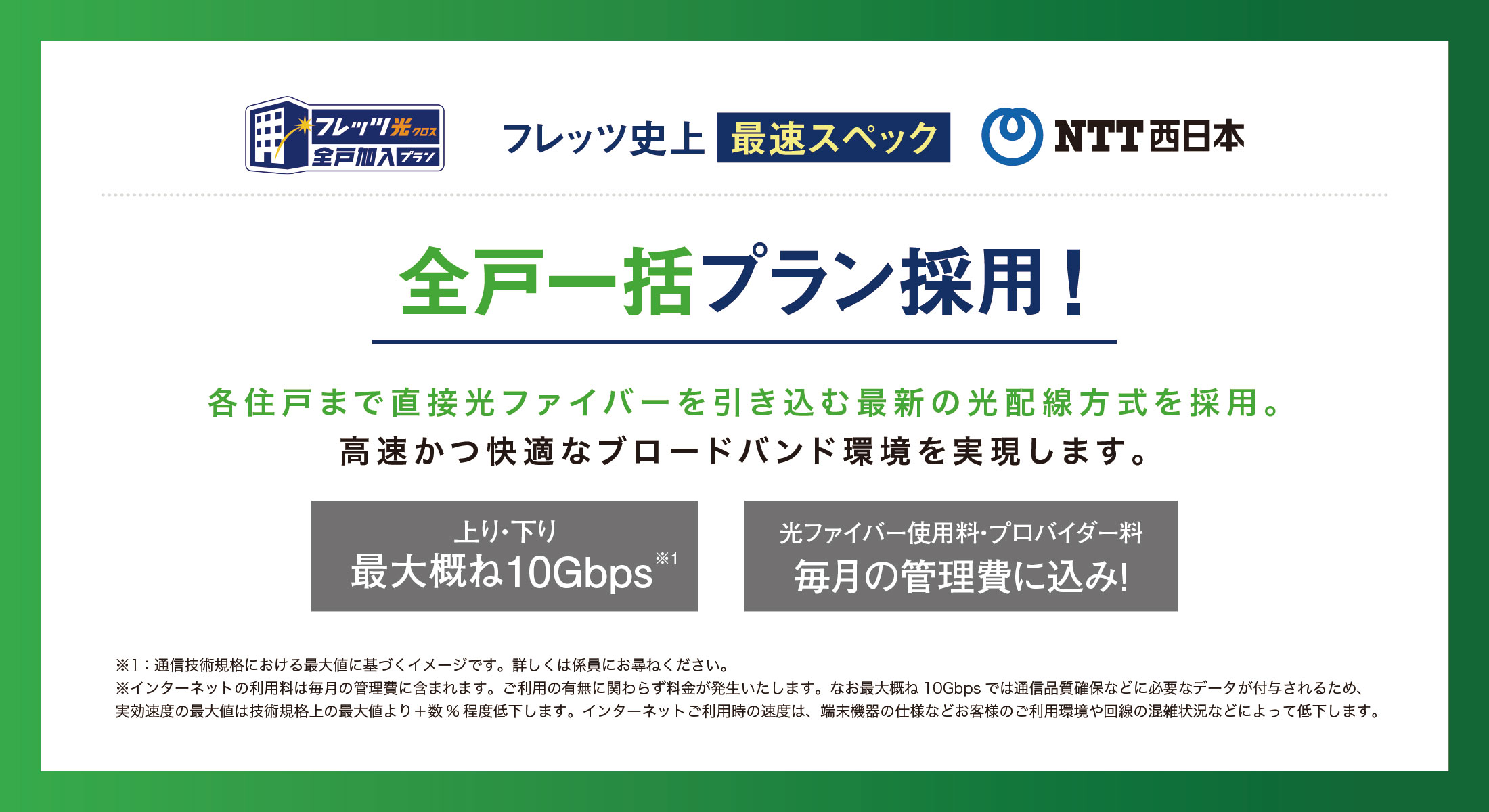 NTT西日本 フレッツ光 全戸一括プラン採用